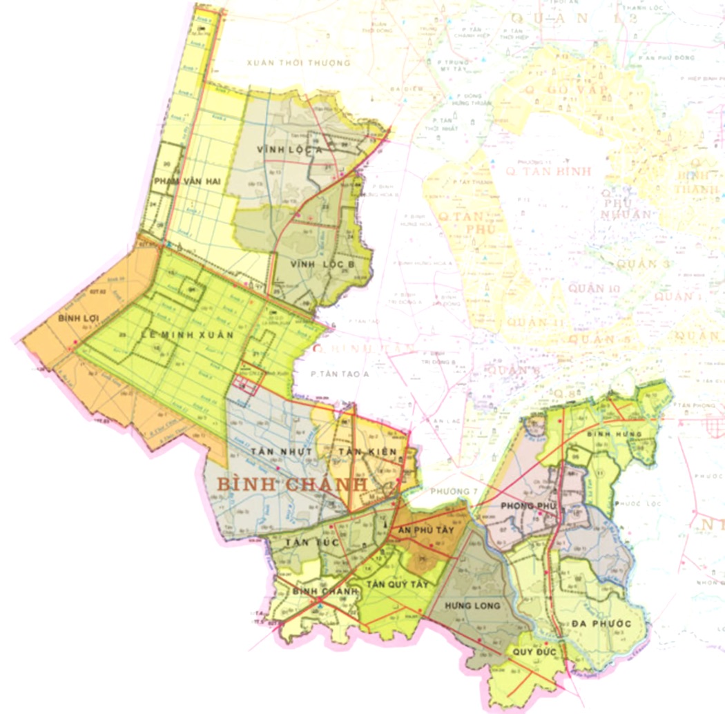 Bản đồ địa lý huyện Bình Chánh