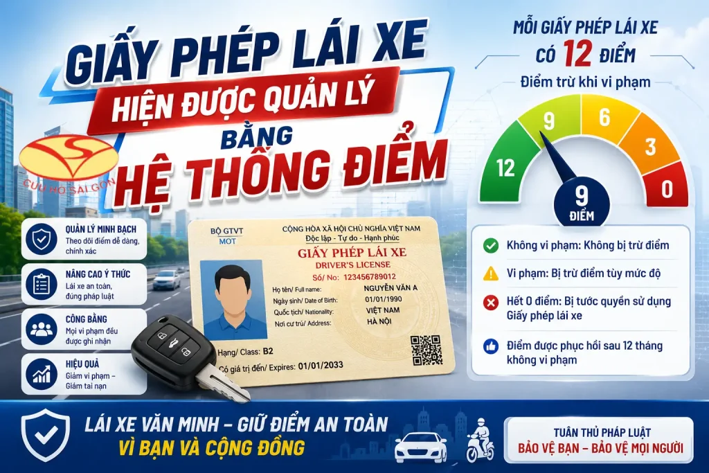 10 QUY ĐỊNH GIAO THÔNG MỚI NHẤT MỌI CHỦ XE Ô TÔ CẦN BIẾT NĂM 2026 3 Giấy phép lái xe hiện được quản lý bằng hệ thống điểm