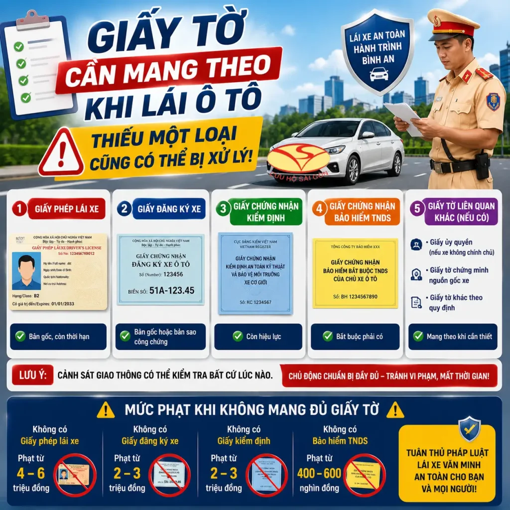 Giấy tờ cần mang theo khi lái ô tô: thiếu một loại cũng có thể bị xử lý