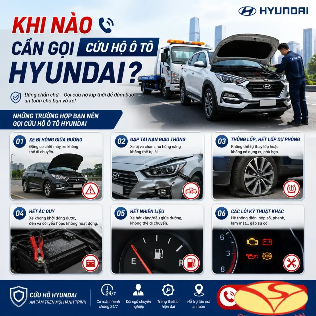 Khi nào cần gọi cứu hộ ô tô Hyundai?