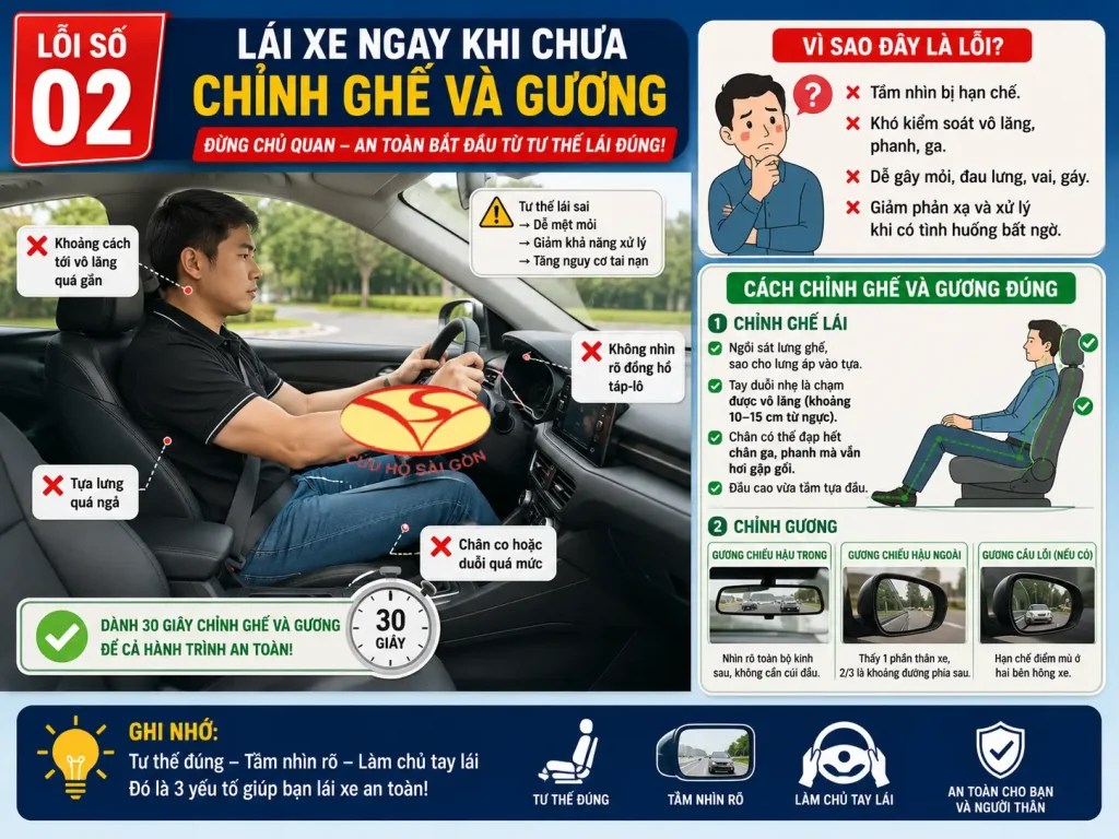 Lai xe ngay khi chua chinh ghe va guong