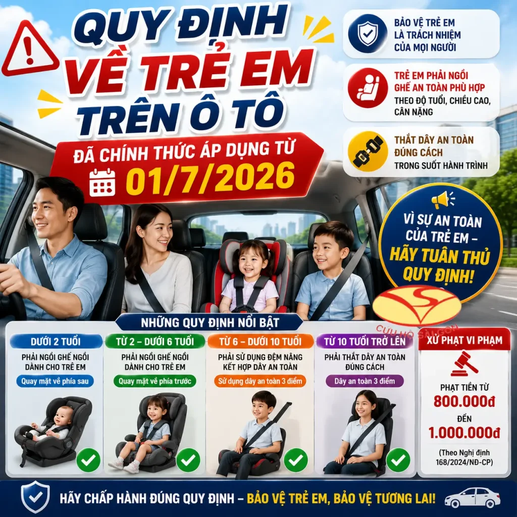 Quy dinh ve tre em tren o to da chinh thuc ap dung tu 0172026