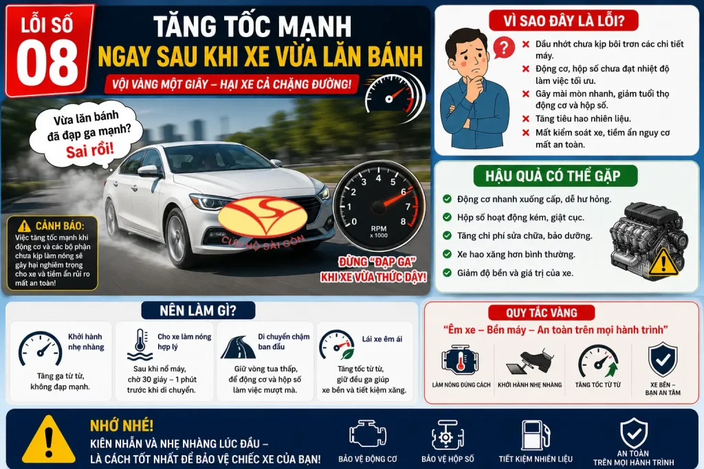 Tăng tốc mạnh ngay sau khi xe vừa lăn bánh